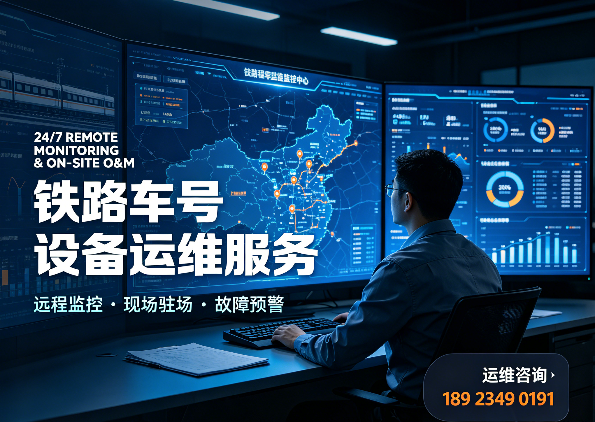 集铁路车号设备故障维修、现场抢修、定期巡检、驻场运维于一体，硬件检测维修、参数校准调试，标准化服务流程，快速处置各类设备故障，保障车号识别系统稳定运行。

需要我帮你把这段文案适配到 4:3 海报上，拆分主标题、副标题、正文吗？这个属于新媒体内容创作，工作任务模式可以直接完成海报文案排版，要不要使用？